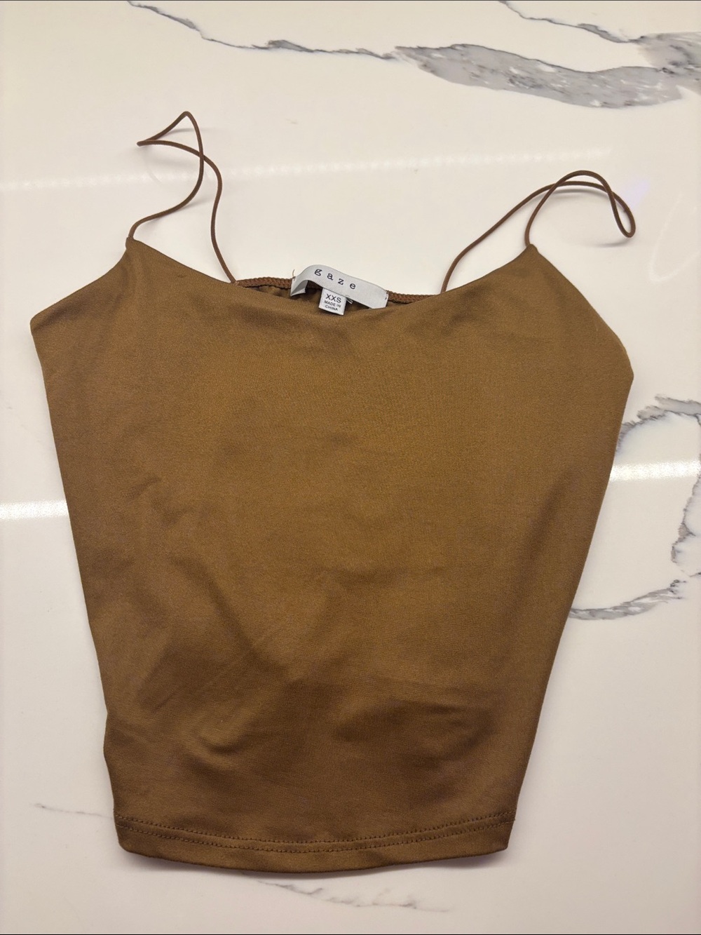gaze Brown Spaghetti Strap Crop Camisole